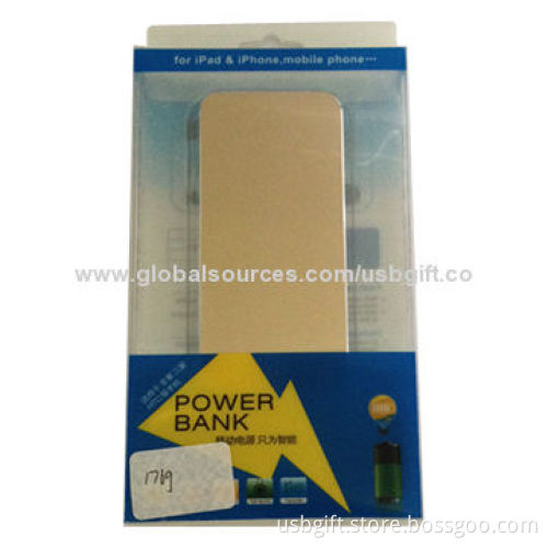 4,000mAh USB External Battery Charger/Power Bank, Metal Housing, Can Charge iPhone, 5V DC/1A Input